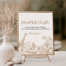 Toile Safari Baby Shower Diaper Raffle Sign Poster