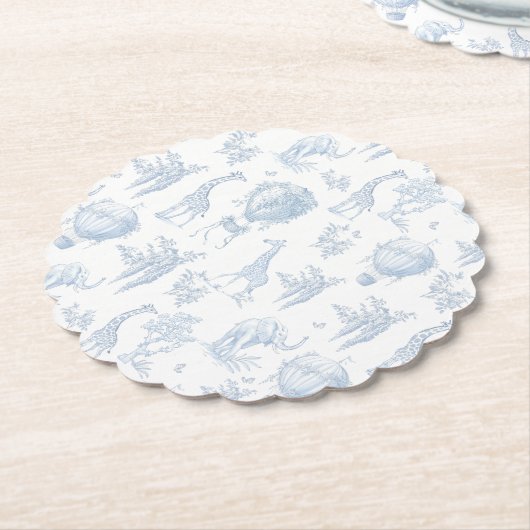 Toile Safari Hot Air Balloons Blue Baby Dusche Untersetzer (angewinkelt)