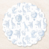 Toile Safari Hot Air Balloons Blue Baby Dusche Untersetzer (Vorderseite)