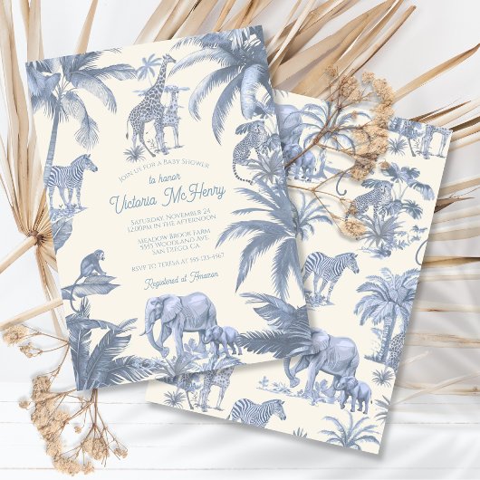 Toile Safari Jungle Babydusche Einladung