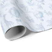 Toile Safari Tiere Blaue Luftballons Geschenkpapier (Rolleneckpunkt)