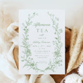 Toile Sage Green Afternoon Tea Party Babydusche Einladung