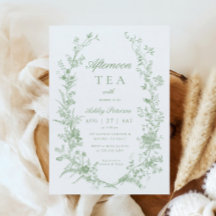 Toile Sage Green Afternoon Tea Party Babydusche