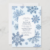 Toile Snowflake Winter Baby Dusche Einladung (Vorderseite)