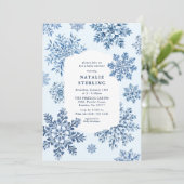 Toile Snowflake Winter Baby Dusche Einladung (Stehend Vorderseite)