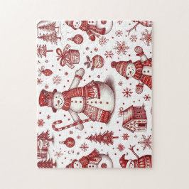 Toile Snowman Holiday Jigsaw Puzzle