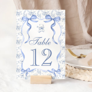 Toile-Teddybär-vintage-Baby-Shower-Tischnummer