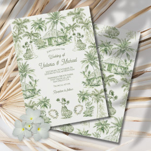 Toile Tropical Hawaiian Island Wedding Einladung