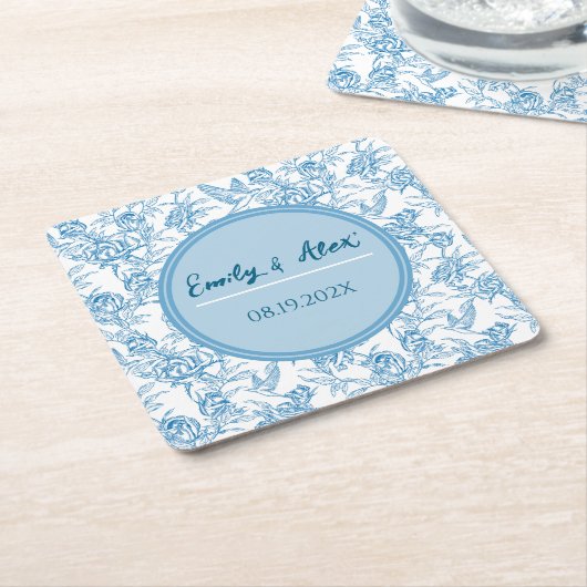 Toile Vogel und Blumenkohl Individuelle Name Babyd Rechteckiger Pappuntersetzer (angewinkelt)