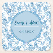 Toile Vogel und Blumenkohl Individuelle Name Babyd Rechteckiger Pappuntersetzer (Vorderseite)