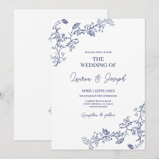 Toile Wedding Einladung (Vorne/Hinten)