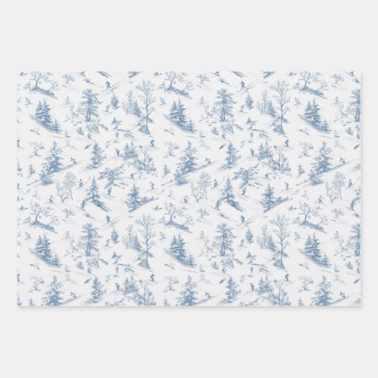 Toile Wrapping Paper Modernes Classic Ski Vignette Geschenkpapier Set (Vorderseite)