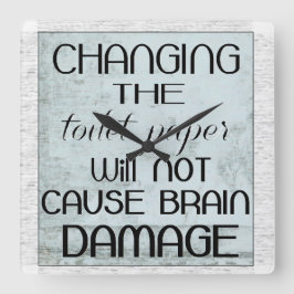 toilet paper humor quadratische wanduhr