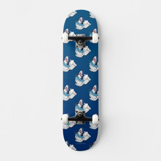 Toilet Shark Funny Blue Skateboard (Vorderseite)