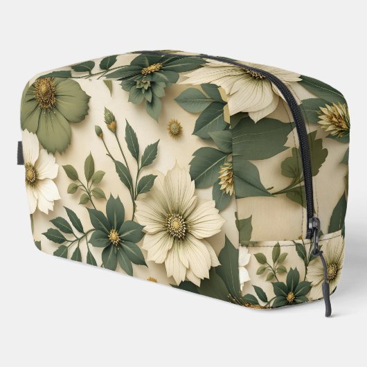Toiletry bag green flowers pattern  waschbeutel (Rechte Ecke)
