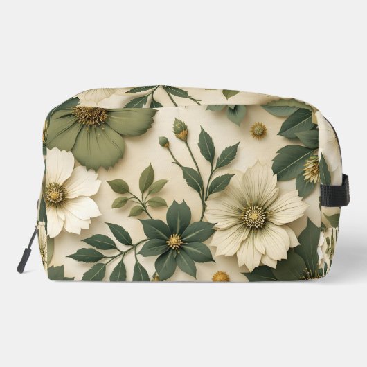 Toiletry bag green flowers pattern  waschbeutel (Rückseite)