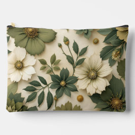 Toiletry bag green flowers pattern zubehörtasche