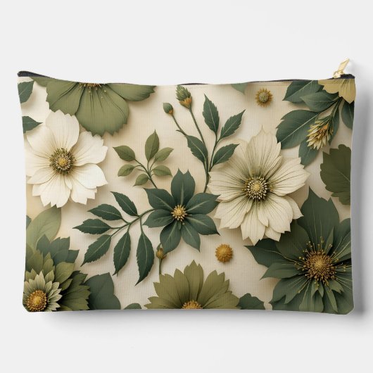 Toiletry bag green flowers pattern  zubehörtasche (Rückseite)