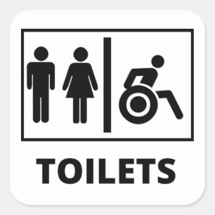 Toilette an großen Aufklebern am Platz Quadratischer Aufkleber