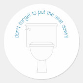 Toilette Runder Aufkleber (Vorderseite)