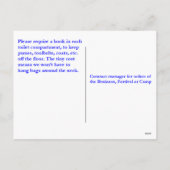 Toiletten brauchen Handtaschen-Haken Feiertagspostkarte (Rückseite)