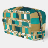 Toilettenbeutel Aquamarin grün und goldgelb geomet Waschbeutel (Rechte Ecke)