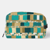Toilettenbeutel Aquamarin grün und goldgelb geomet Waschbeutel (Rückseite)