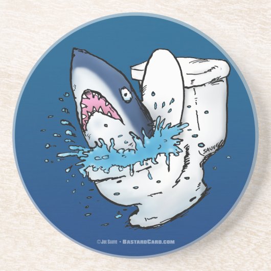 Toilettenhain Funny Blue Cartoon Getränkeuntersetzer (Vorne)