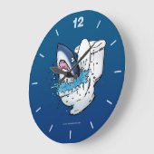 Toilettenhain Funny Blue Cartoon Große Wanduhr (Winkel)