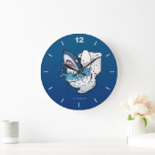 Toilettenhain Funny Blue Cartoon Große Wanduhr (Zuhause)