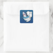 Toilettenhain Funny Blue Cartoon Quadratischer Aufkleber (Tasche)