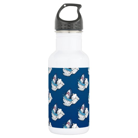 Toilettenhain Funny Blue Cartoon Trinkflasche (Vorderseite)