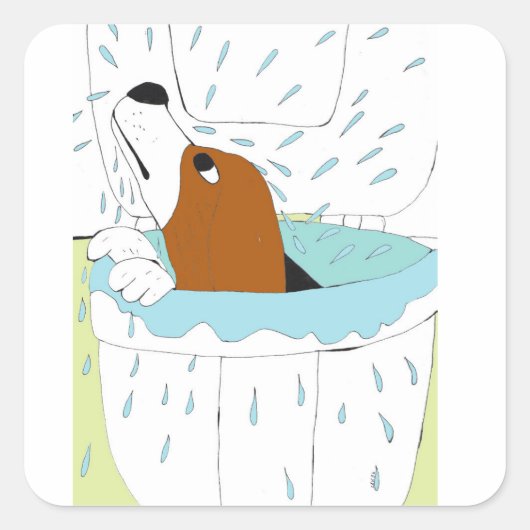 Toilettenhund Quadratischer Aufkleber (Vorderseite)