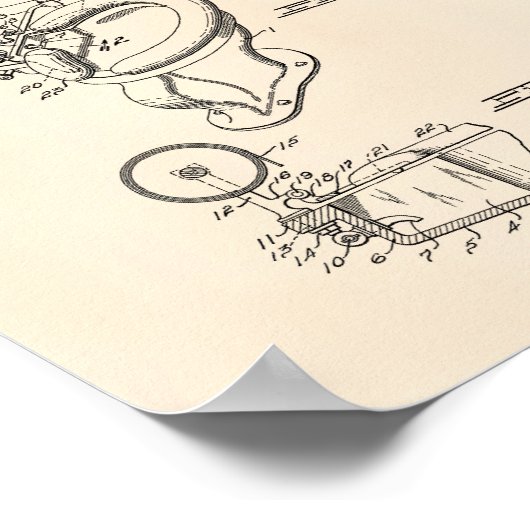 Toilettenkasten 1936 Patent Art Old Peper Poster (Ecke)