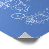 Toilettenkasten 1936 Patentart Blueprint Poster (Ecke)