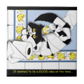 Toilettenpapier für Katzen blau gelb Fliese (Vorderseite)