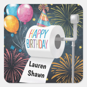 Toilettenpapier Geburtstagsgeschenk: Luftballons F Quadratischer Aufkleber