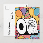 Toilettenpapier mit einem Geburtstagsballon Postkarte (Vorne/Hinten)