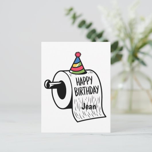 Toilettenpapier mit Geburtshaus zeichnend Postkarte (Stehend Vorderseite)