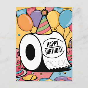 Toilettenpapier mit Geburtstagshüten und Ballons Postkarte