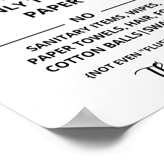 Toilettenpapier nur spülen poster (Ecke)