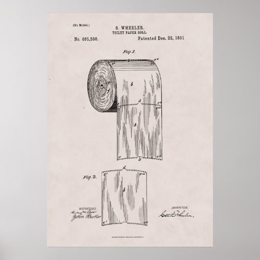 Toilettenpapier Patent Nr. 465,588 von S. Wheeler Poster (Vorne)