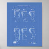 Toilettenpapier Roll 1891 Patentart Blueprint Poster (Vorne)