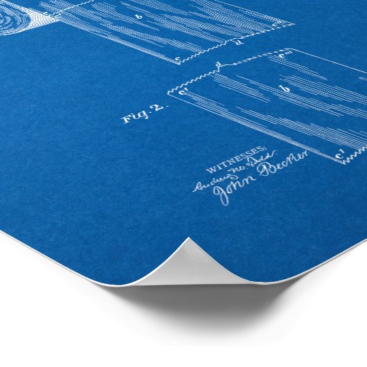 Toilettenpapier-Roll-Patent - Blueprint Poster (Ecke)