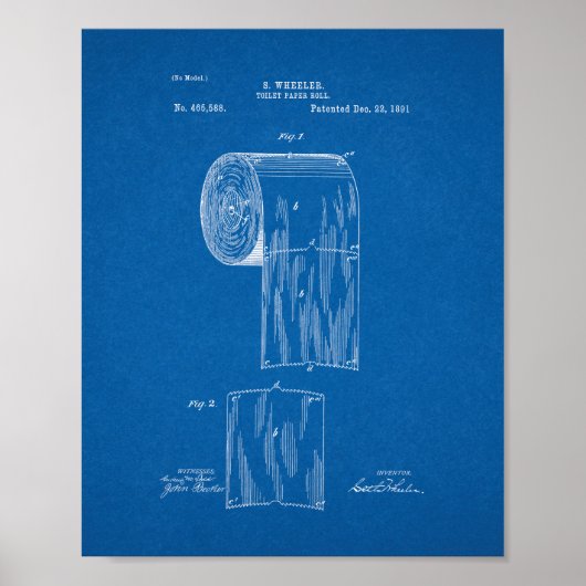 Toilettenpapier-Roll-Patent - Blueprint Poster (Vorne)