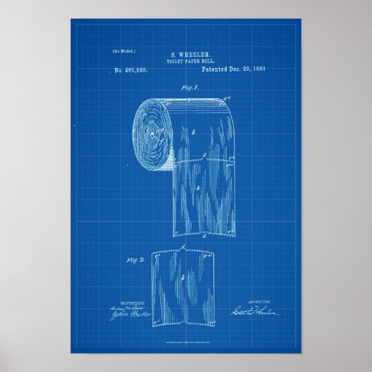Toilettenpapier Roll Patent Print Poster Blueprint (Vorne)