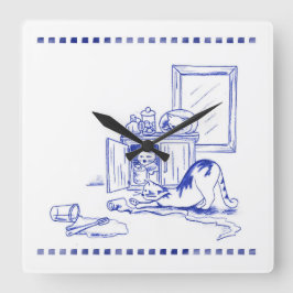 Toilettenpapier Spaß Kitty Katze Badezimmer Toilet Quadratische Wanduhr