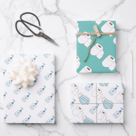Toilettenpapier und Gesichtsmasken aus feiner Hand Geschenkpapier Set (Vorderseite)