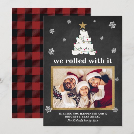 Toilettenpapier Weihnachtsbaum Funny Foto Karierte Feiertagskarte (Vorne/Hinten)