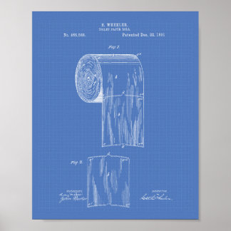 Toilettenpapierrollen-Patentkunst 1891 - Blaupause Poster